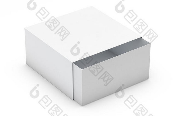 白色盒子模拟孤立的白色背景呈现