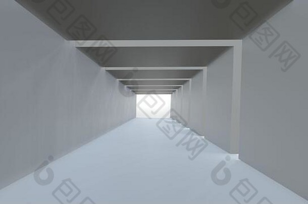 摘要背景空长光现代走廊白色广场隧道呈现图像