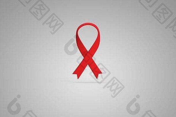 反艾滋病毒红色的丝带灰色背景呈现
