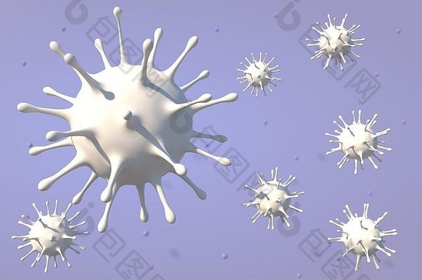 医疗插图受感染的冠状病毒科维德呼吸细胞病毒流感病毒中国