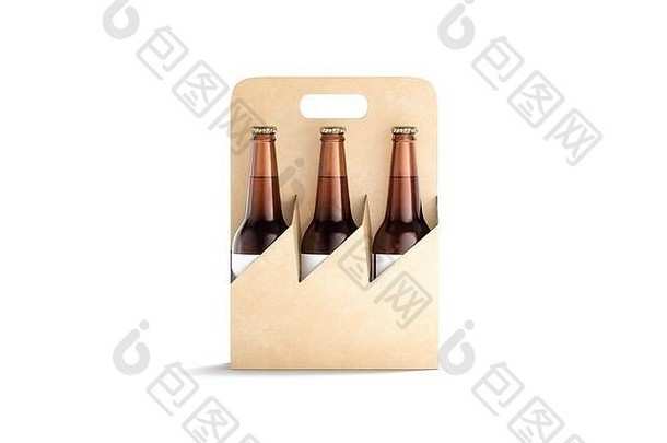 空白工艺纸板持有人玻璃啤酒瓶模拟