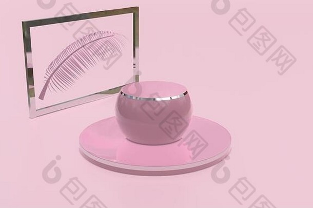 轮桶产品站显示模拟粉红色的语气美时尚概念渲染插图