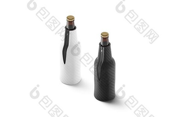 空白黑色的白色可折叠的啤酒瓶库齐模拟