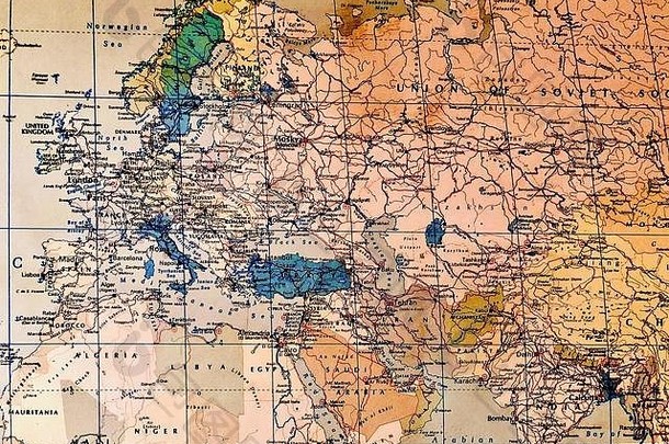 地图欧洲显示苏联南斯拉夫捷克斯洛伐克