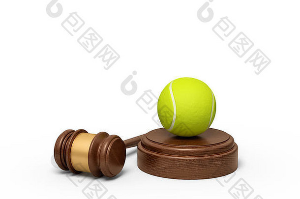 呈现黄色的网球球轮木块棕色（的）木槌子