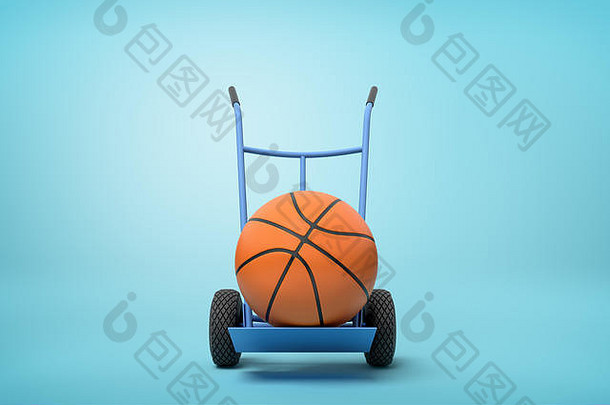 呈现橙色篮球球手卡车蓝色的背景
