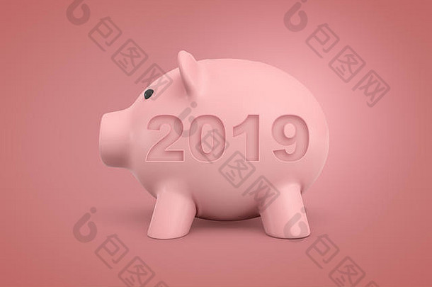 呈现粉红色的小猪银行标志粉红色的背景