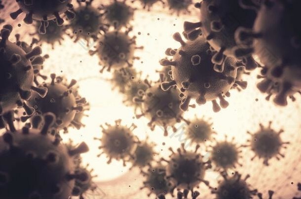 科维德冠状病毒科维德病毒感染人类生物概念图像病毒内部人类细胞