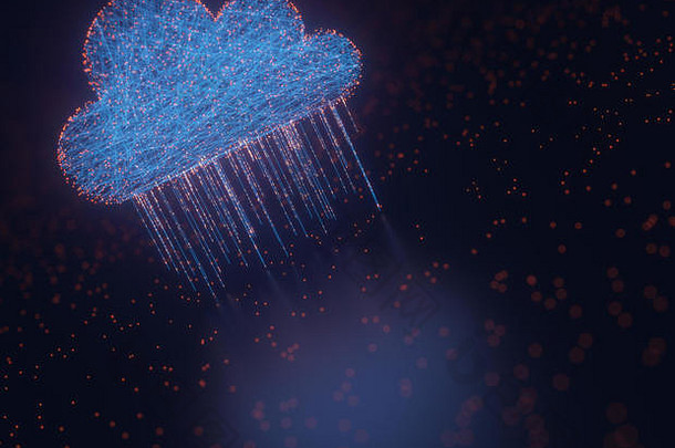 插图图像概念云计算连接点形成云数据雨