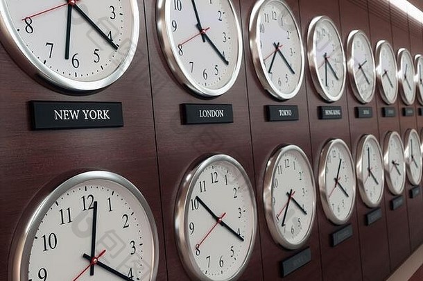 世界宽时间区时钟时钟墙显示时间世界