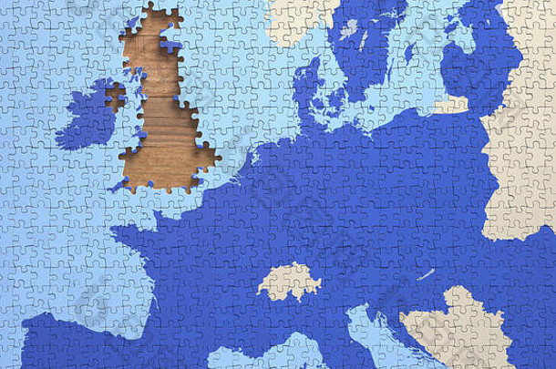 谜题失踪块曼联王国概念离开欧洲联盟