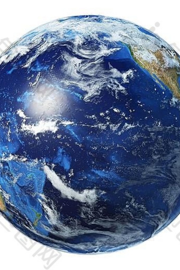 地球全球插图太平洋海洋视图详细的照片现实的云白色背景原始地图提供美国国家航空航天局