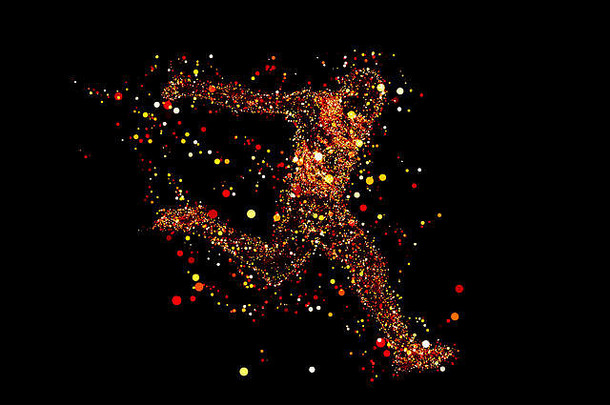光点组成移动数据强烈的体育运动员