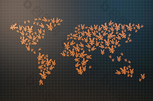 世界地图使货币符号业务投资