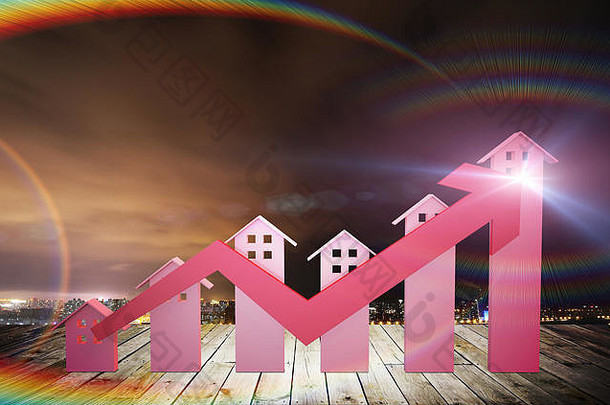 金融经济真正的房地产投资财产价格不断上升的成功箭头业务管理