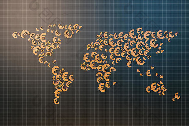 世界地图使货币符号业务投资