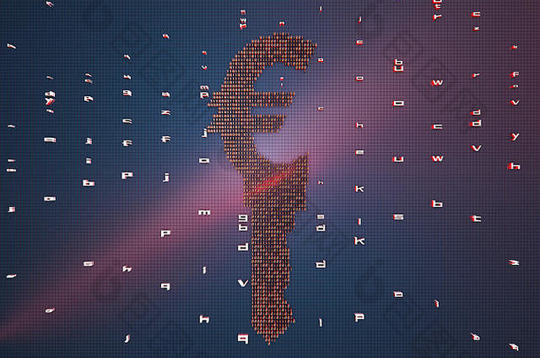网络金融技术货币象征关键组成二进制符号代表金融技术关键欧元