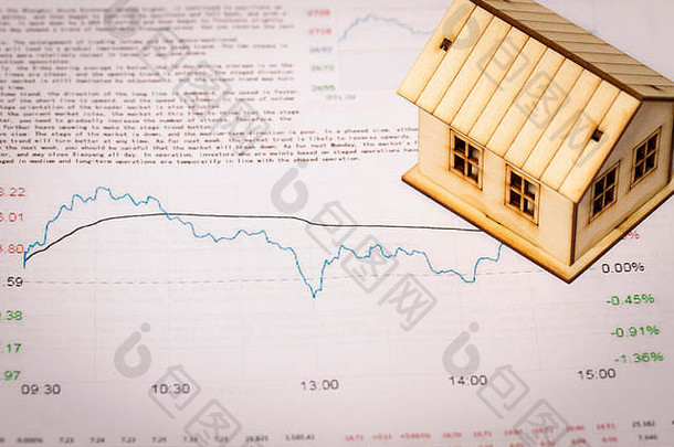 图表小房子股票市场图表