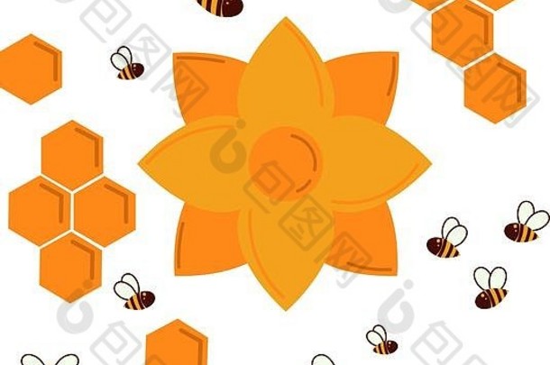 图标花蜜蜂蜜花蜂窝蜜蜂