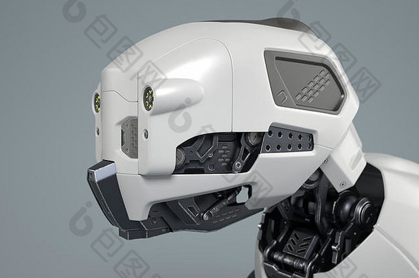 机器人狗的头灰色的背景插图