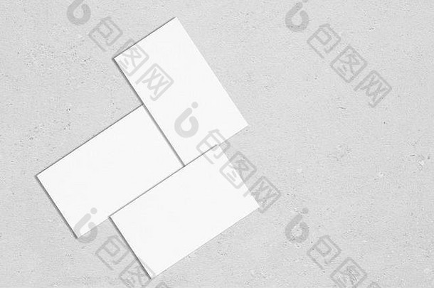 白色矩形业务卡原型软阴影说谎灰色混凝土背景平躺前视图复制空间文本