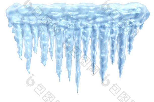 冰柱冰冻冬天设计元素白色背景代表冷北极天气低冻结温度结果挂闪亮的透明的冰晶体