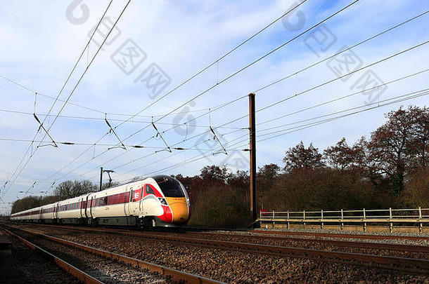 LNER舆火车类城际表达火车东海岸主要行铁路彼得伯勒剑桥郡英格兰