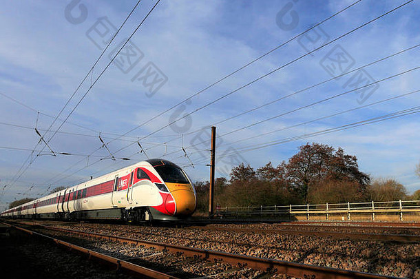 LNER舆火车类城际表达火车东海岸主要行铁路彼得伯勒剑桥郡英格兰