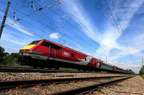 LNER火车伦敦北东部铁路东海岸主要行铁路彼得伯勒剑桥郡英格兰