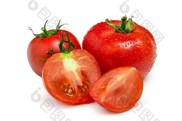 西红柿一半孤立的白色
