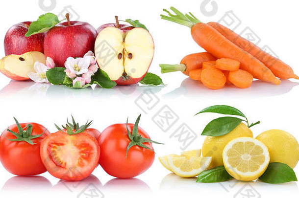 水果蔬菜孤立的苹果西红柿新鲜的水果白色背景