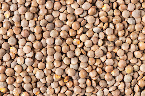 关闭棕色（的）小扁豆种子背景健康的vegeterian食物纹理