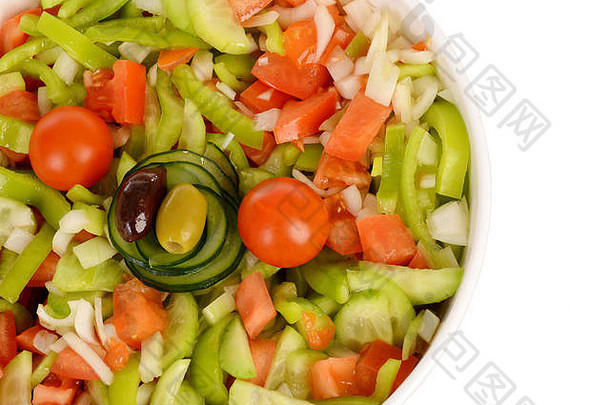 新鲜的蔬菜沙拉孤立的白色背景