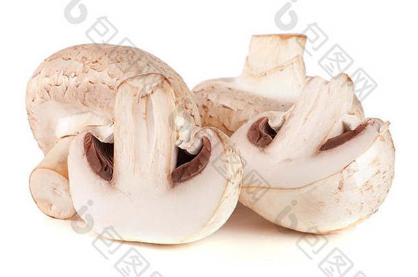 新鲜的食用香草蘑菇孤立的白色背景