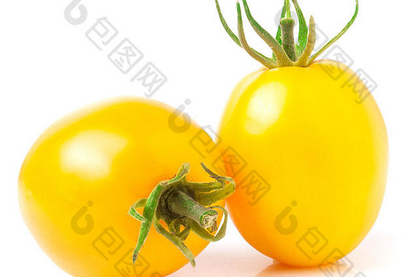 黄色的番茄孤立的白色背景