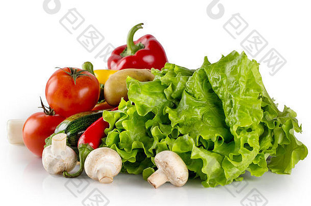 新鲜的生蔬菜生菜孤立的白色背景