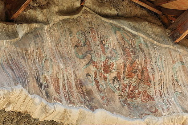 残余画frescoes-mogao佛教洞穴外敦煌-甘肃province-china -