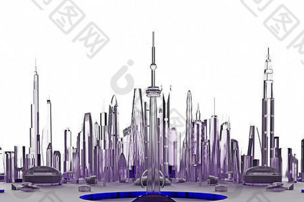 淡紫色玻璃城市呈现