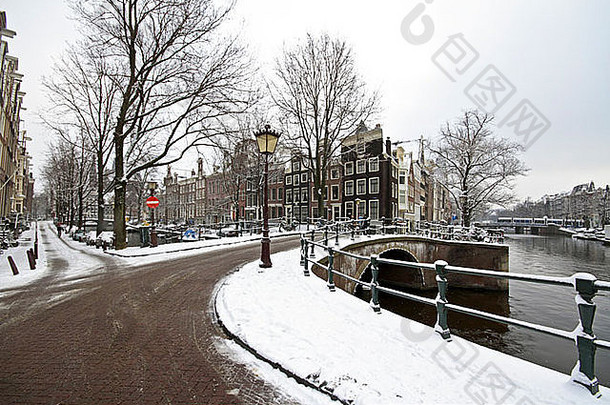 雪阿姆斯特丹冬天荷兰