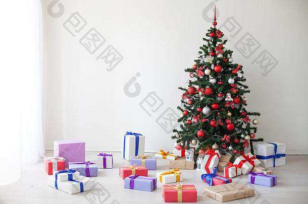 圣诞节树很多礼物一年装饰