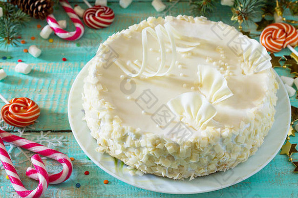 假期蛋糕糖衣白色巧克力节日圣诞节背景