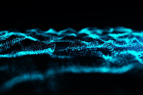 数字蓝色的颜色闪闪发光的波粒子流摘要背景