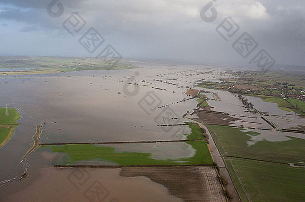 空中视图萨默塞特水平显示真正的程度上洪水南西
