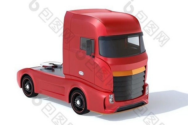 通用的设计红色的重电卡车白色背景呈现图像