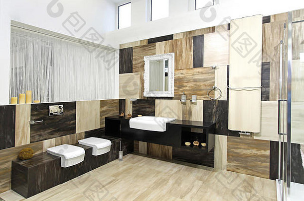 现代浴室室内拼贴画大理石瓷砖