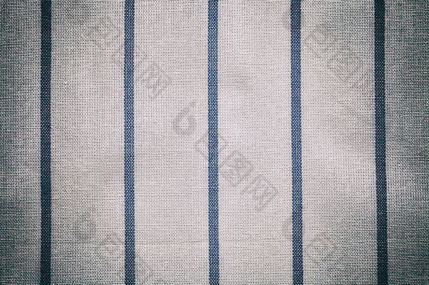 蓝色的白色古董纹理织物棉花背景棉花纺织桌<strong>布条</strong>格平布古董效果