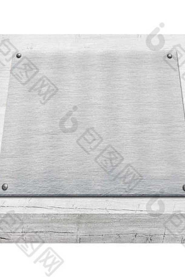 木桌面金属铝板孤立的白色背景显示对象文本