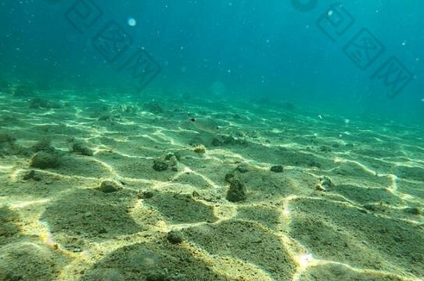 照片水下岩石沙子石头美丽的桑迪岩石底海