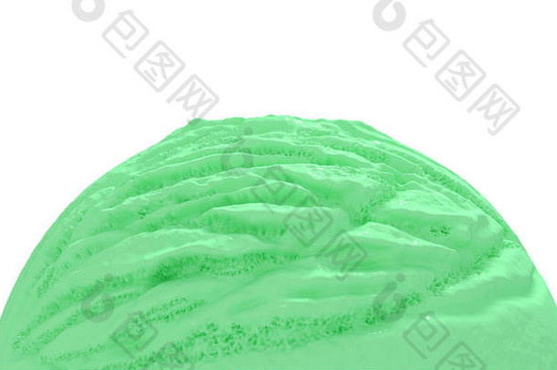 特写镜头独家新闻奶油球绿色薄荷冰淇淋孤立的背景渲染
