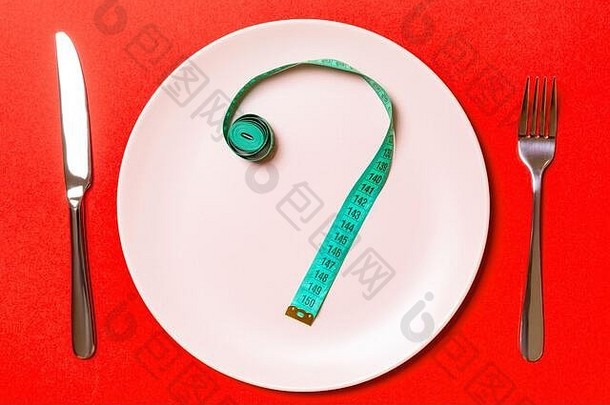 叉板测量磁带颜色背景饮食概念